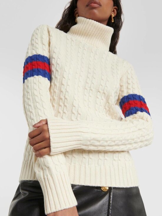 GUCCI SWEATER IVORY WOOL CASHMERE CABLE KNIT TURTLENECK sz M MEDIUM - Picture 7 of 16